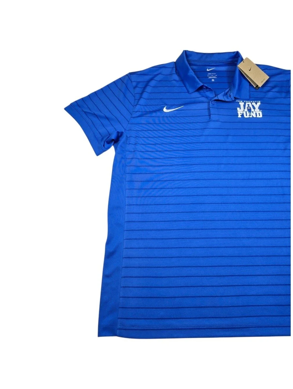 Nike Dri-Fit THE PLAYERS JAY FUND Logo Blue Striped Golf Polo Shirt Men's Sz XL